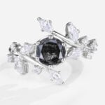 Art Deco Wedding Rings Round Salt And Pepper Diamond Rings