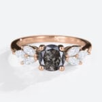 Round Cut Engagement Rings Salt Pepper Diamond Ring Marquise Ring