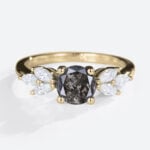 Round Cut Engagement Rings Salt Pepper Diamond Ring Marquise Ring