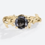 Solitaire Diamond Ring Salt & Pepper Diamond Vine Bridal Ring