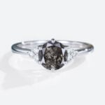 White Gold Engagement Rings Salt & Pepper Diamond Round Diamond Cluster Ring