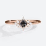 Round Cut Salt & Pepper Diamond Cluster Engagement Rings