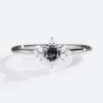 Round Cut Salt & Pepper Diamond Cluster Engagement Rings