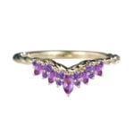 Yellow Gold Marquise Cut Amethyst Wedding Ring​ Twisted Curved Wedding Band