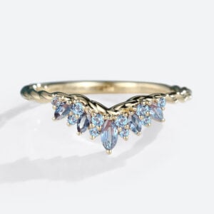 Best Jewelry Gifts Under $500 Lab Alexandrite Rings Marquise Cut Twisted Curved Wedding Band
