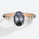 Oval Salt and Pepper Diamond 1.5ct Simple Rose Gold Engagement Rings