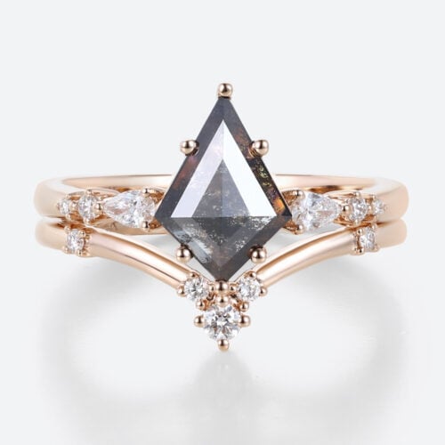 Simple Promise Rings Salt & Pepper Diamond Wedding Ring Sets