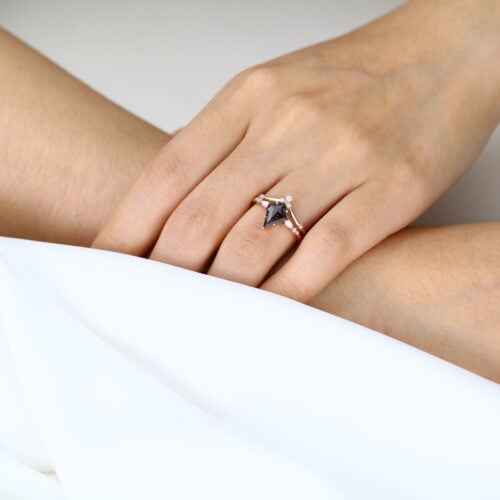 Simple Promise Rings Salt & Pepper Diamond Wedding Ring Sets