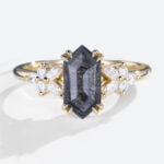 Promise Rings for Women Yellow Gold 1.3ct Salt and Pepper Diamond Rings