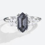 Promise Rings for Women White Gold 1.3ct Salt and Pepper Diamond Rings