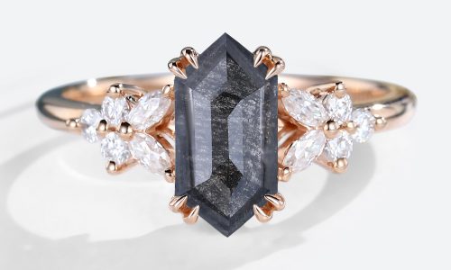 Promise Rings for Women Salt and Pepper Diamond Ring Rose Gold Ring