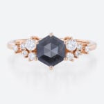 Vintage Diamond Cluster Ring Salt and Pepper Diamond Wedding Band