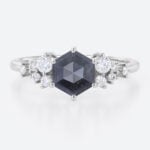 Vintage Diamond Cluster Ring Salt and Pepper Diamond Wedding Band