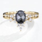 Engagement Rings Oval Bridal Wedding Ring Sets Salt & Pepper Diamond