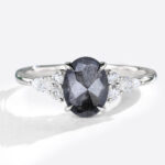 Gold Wedding Rings for Women Salt & Pepper Diamond Ring Cluster Bridal Ring