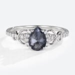 Pear Shaped Ring Vintage Salt and Pepper Diamond Ring