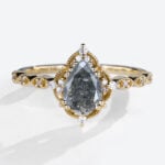 Pear Engagement Rings Salt and Pepper Diamond Art Deco Ring