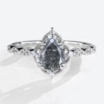 Pear Engagement Rings Salt and Pepper Diamond Art Deco Ring