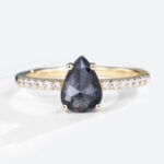 Pear Shaped Salt & Pepper Diamond Engagement Rings Pave Ring (1)