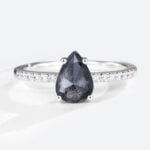 Pear Shaped Salt & Pepper Diamond Engagement Rings Pave Ring (2)