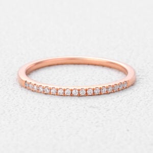 Round Cut Lab Grown Diamond Eternity Ring Gold Pave Wedding Band Stackable Band Thin Band