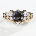 Yellow Gold Wedding Ring Sets Round Cut Salt & Pepper Diamond Women's Promise Rings