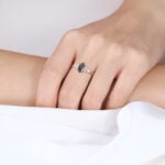 Yellow Gold 0.5ct Marquise Cut Salt & Pepper Diamond Cluster Engagement Ring