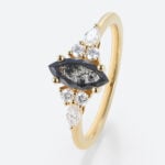 Yellow Gold 0.5ct Marquise Cut Salt & Pepper Diamond Cluster Engagement Ring