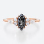 Rose Gold 0.5ct Marquise Cut Salt & Pepper Diamond Cluster Engagement Ring