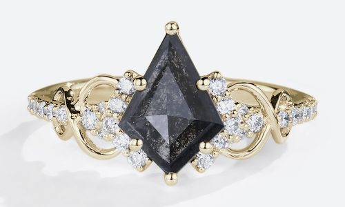 Engagement Rings Gold Kite Salt and Pepper Diamond Ring