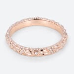 0.06ctw Round Cut Lab Grown Diamond Floral Rings Engrave Wedding Band in Rose Gold (4)