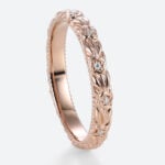 0.06ctw Round Cut Lab Grown Diamond Floral Rings Engrave Wedding Band in Rose Gold (5)