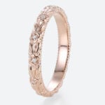 0.06ctw Round Cut Lab Grown Diamond Floral Rings Engrave Wedding Band in Rose Gold (6)