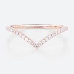 Rose Gold Curved Wedding Band Diamond Made in Lab Pave Ring