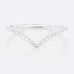 White Gold Curved Wedding Band Diamond Made in Lab Pave Ring