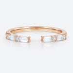 0.18ctw Baguette Cut Lab Grown Diamond Rings Channel Setting Rings Open Wedding Band in Rose Gold