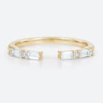 0.18ctw Baguette Cut Lab Grown Diamond Rings Channel Setting Rings Open Wedding Band in Yellow Gold