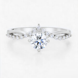 0.5ct Round Lab Grown Diamond Rings Crossover Promise Ring in White Gold