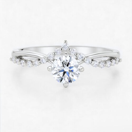 0.5ct Round Lab Grown Diamond Rings Crossover Promise Ring in White Gold