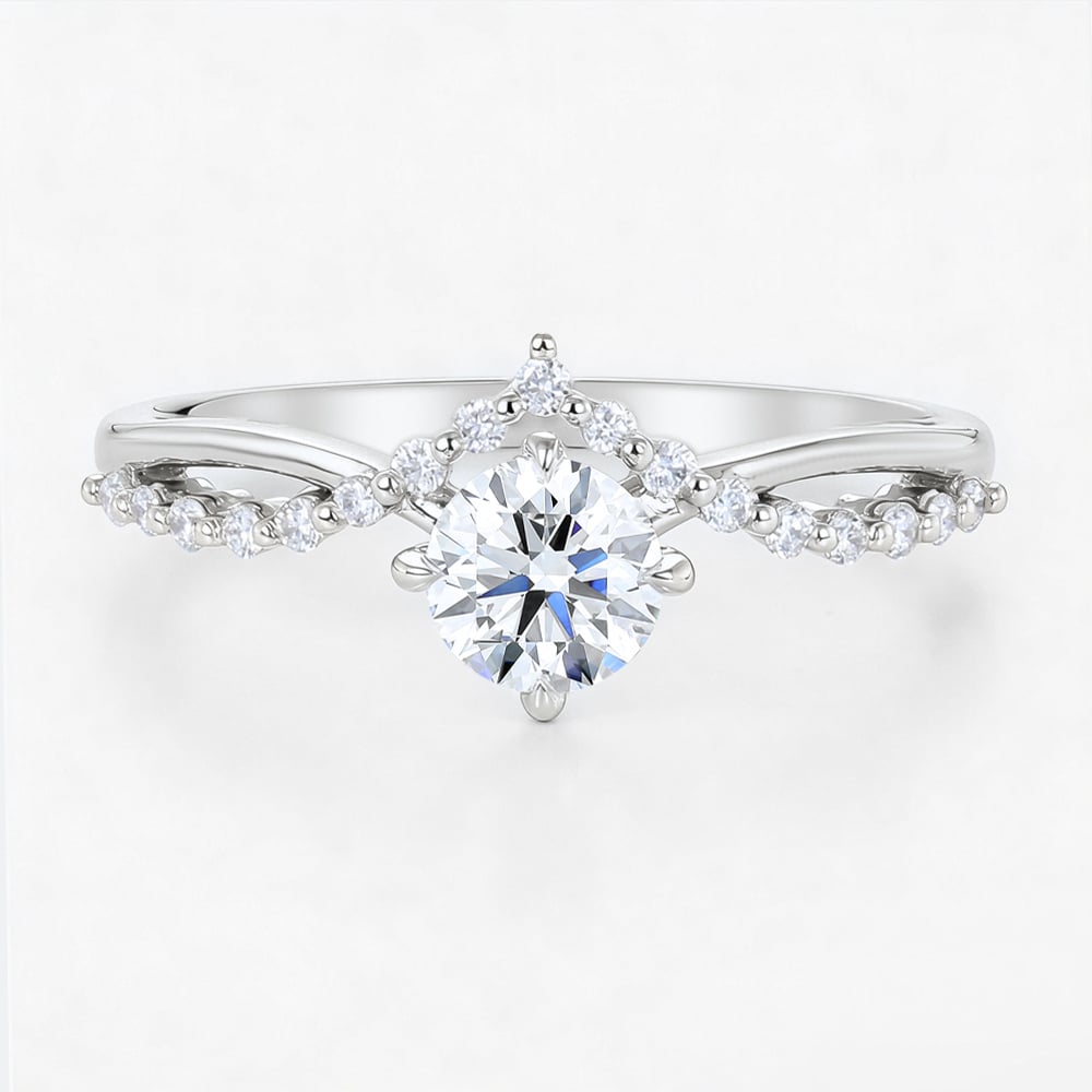 0.5ct Round Lab Grown Diamond Rings Crossover Promise Ring in White Gold