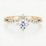0.5ct Round Lab Grown Diamond Rings Round Cut Crossover 4 Claw Promise Ring in Yellow Gold