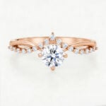 0.5ct Round Lab Grown Diamond Rings Round Cut Crossover 4 Claw Promise Ring in Rose Gold