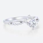 0.5ct Colorless VS+ Round Cut Lab Grown Diamond Crossover 4 Claw Prong Engagement Promise Ring (7)