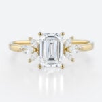 Lab Diamond Ring Emerald Cut Engagment Rings Simple Gold Ring