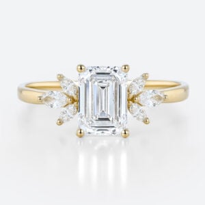 Lab Diamond Ring Emerald Cut Engagment Rings Simple Gold Ring
