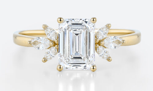 Lab Diamond Ring Emerald Cut Engagment Rings Simple Gold Ring