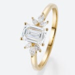 Lab Diamond Ring Emerald Cut Engagment Rings Simple Gold Ring