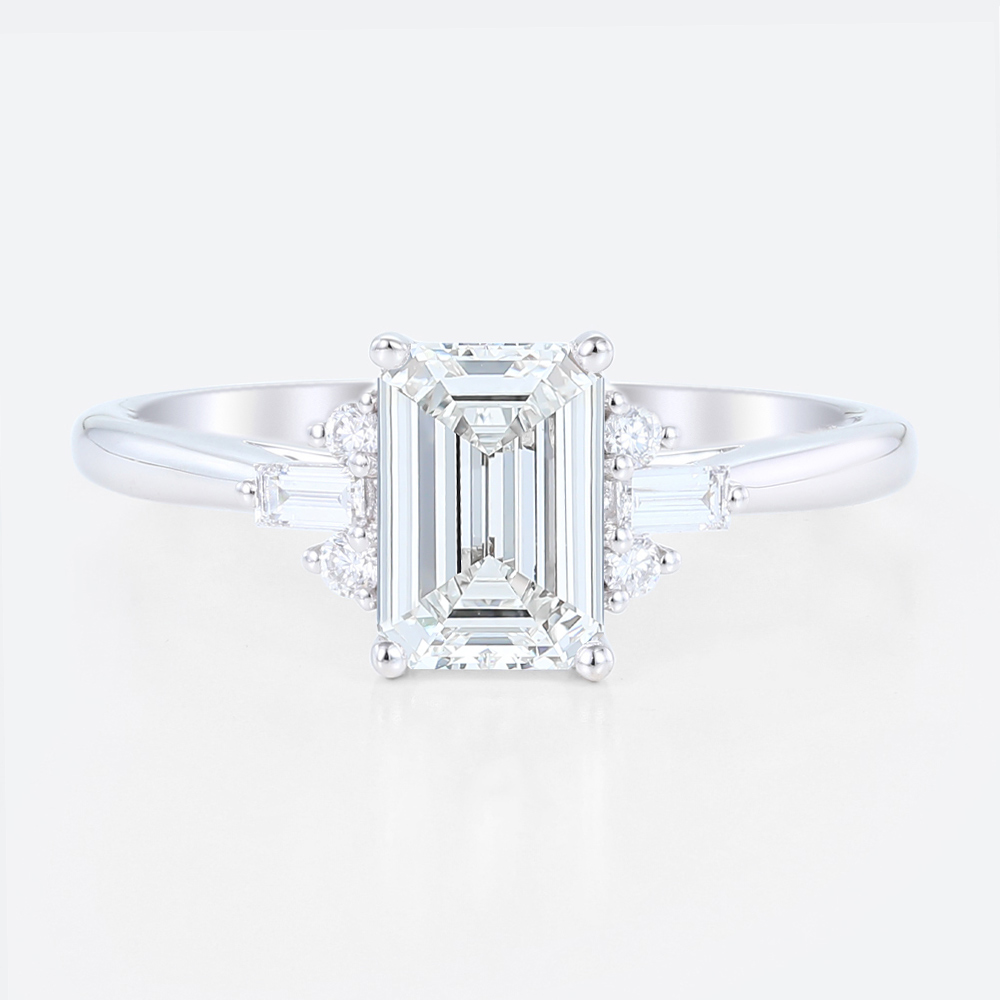 Emerald Cut Diamond Engagement Rings Lab Diamonds Simple Ring