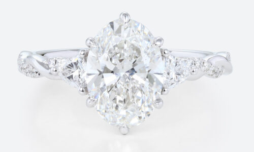 Lab Produced Diamonds Rings Oval Wedding Rings Gold Ring White