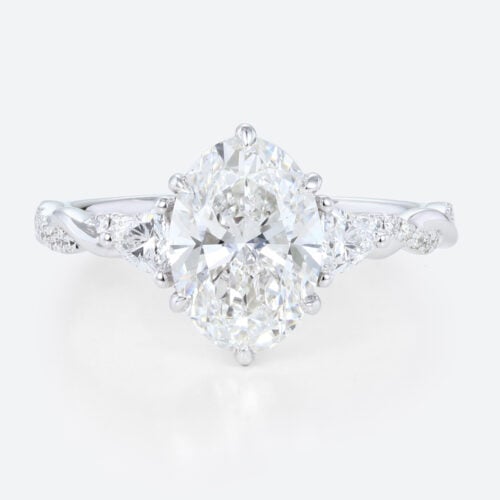Lab Produced Diamonds Rings Oval Wedding Rings Gold Ring White